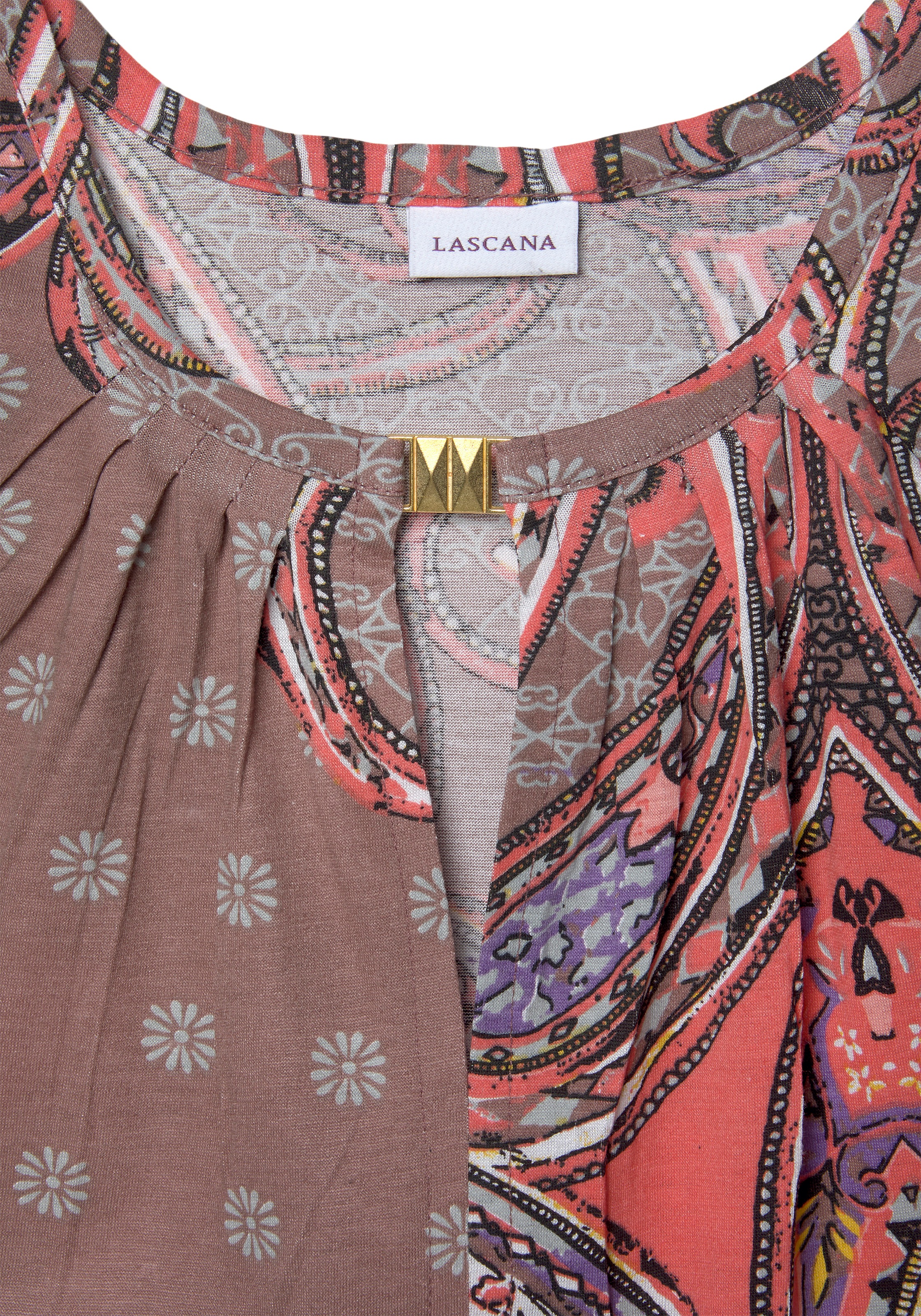 LASCANA Tanktop , mit Paisleyprint und Zieraccessoires, lockere Jerseytop