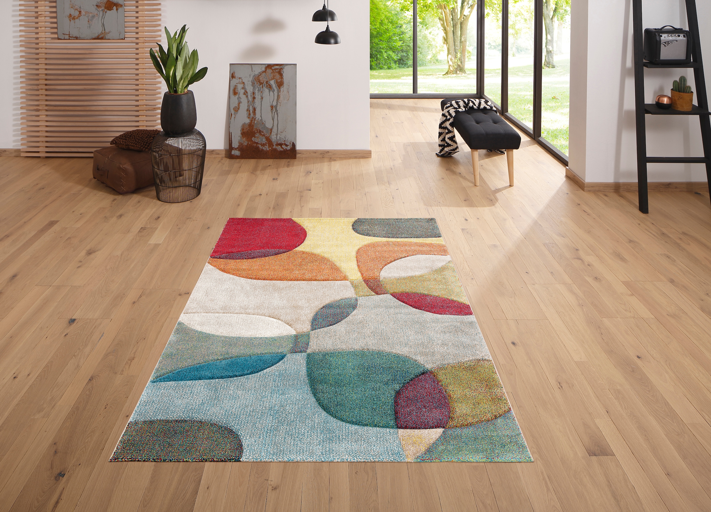 my home Teppich »Liva« rechteckig 13 mm Höhe Hoch-Tief-Effekt, bunt