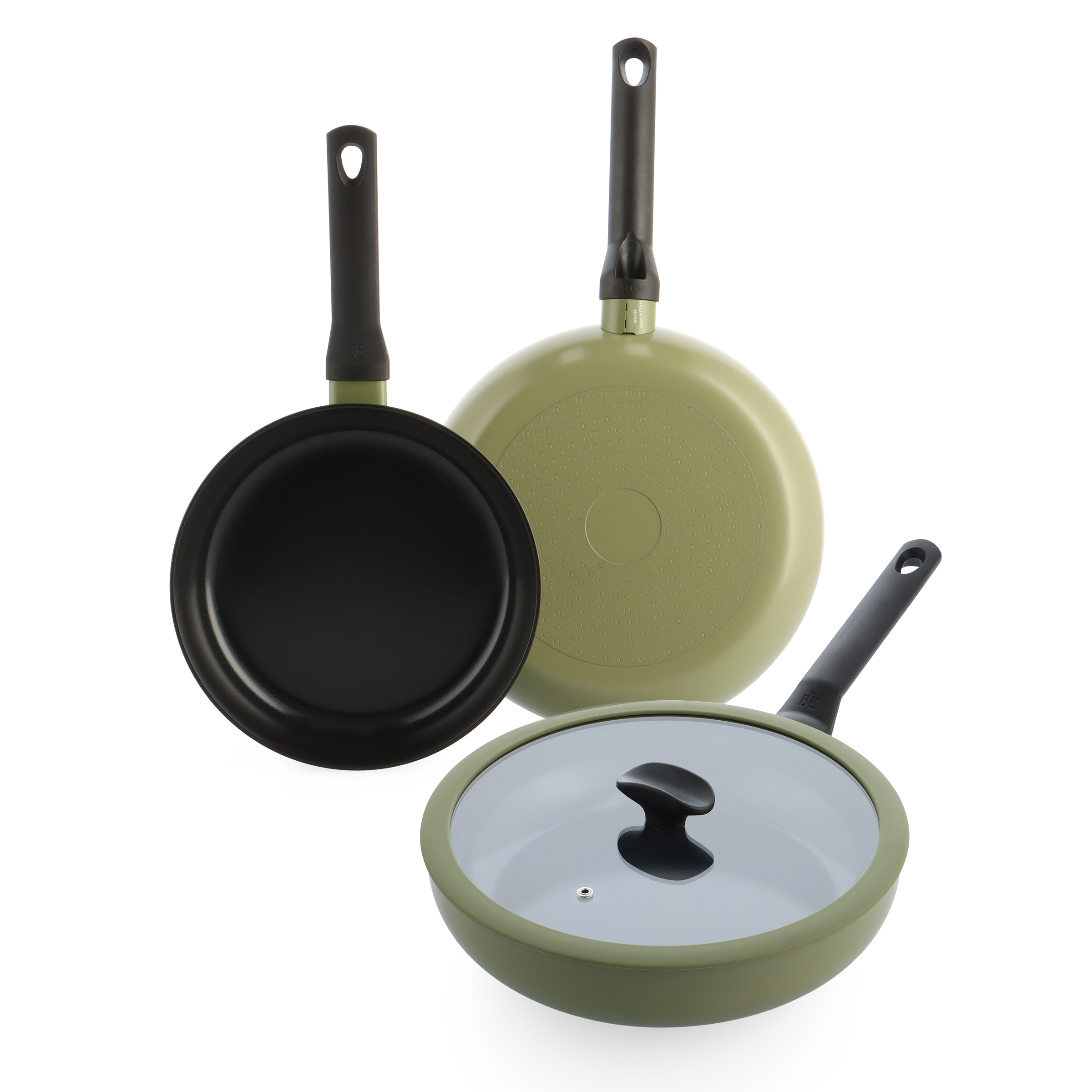 Enjoy 3-delig pannenset Olive Green met hapjespan