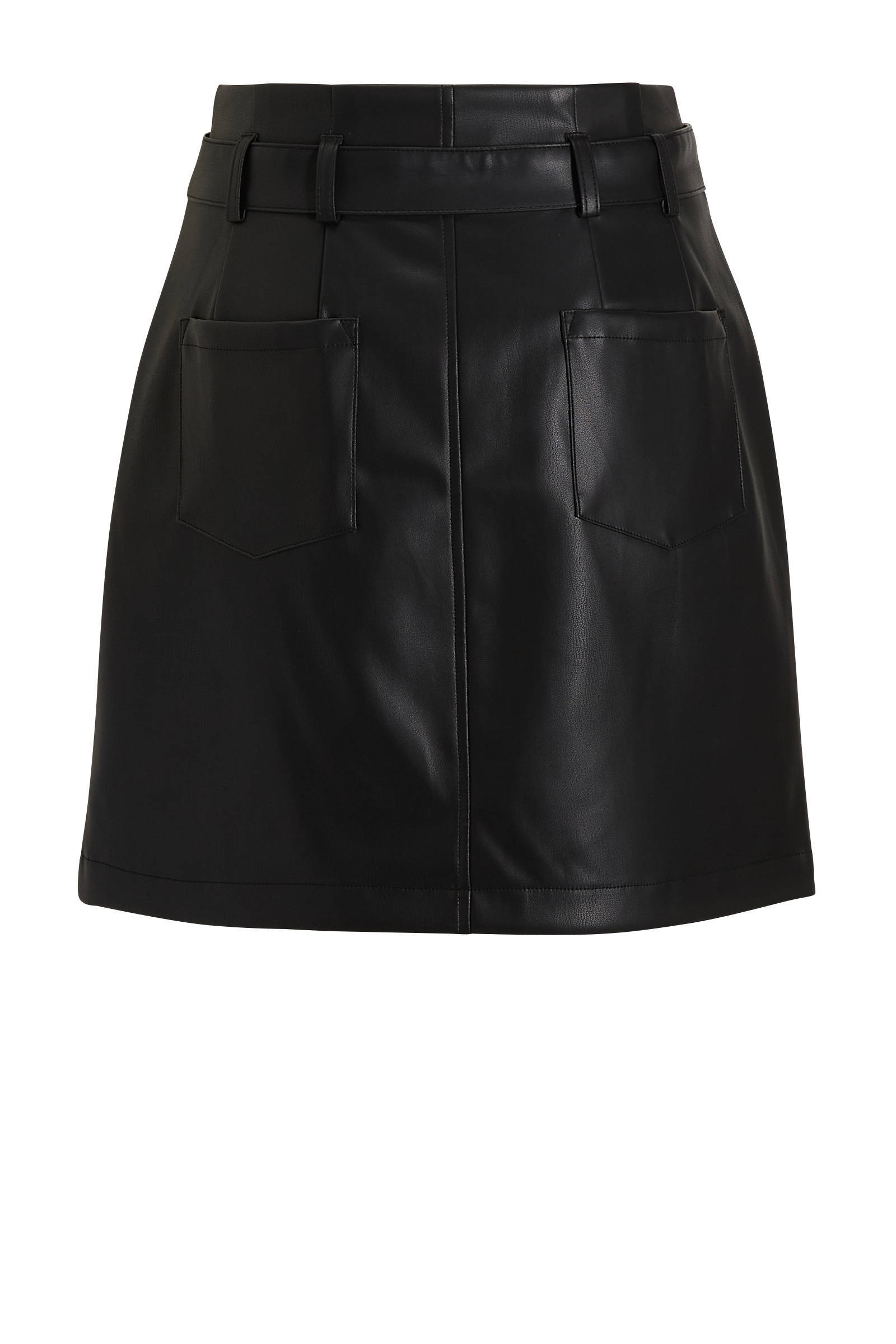 Ruby PU rok met riem zwart