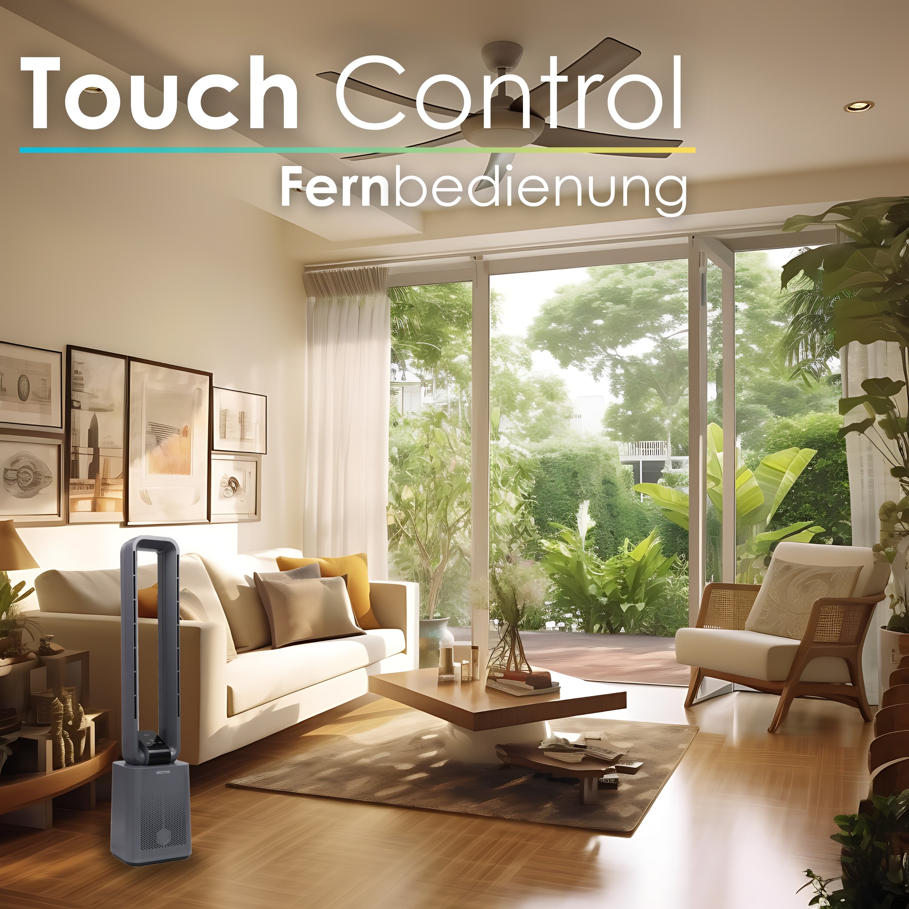 Echos Turmventilator m. Fernbedienung 12 Stufen Timer LED-Display