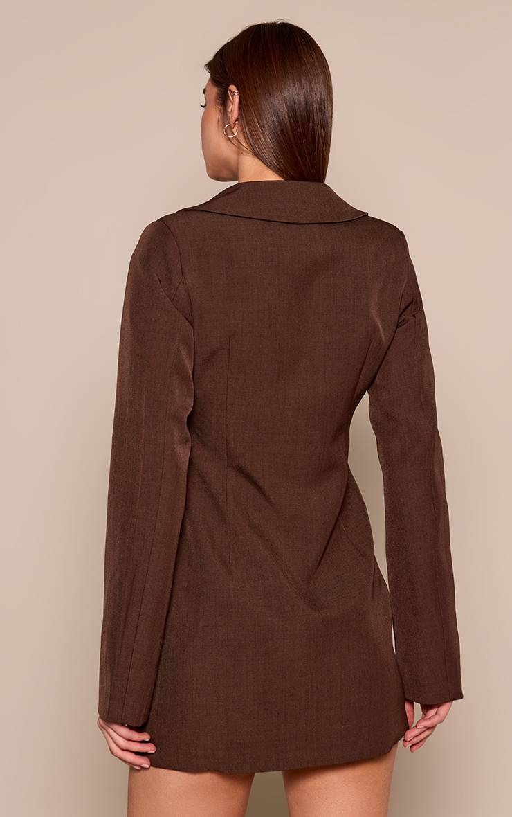 Chocolat Robe Blazer Tissée À Revers Courbé