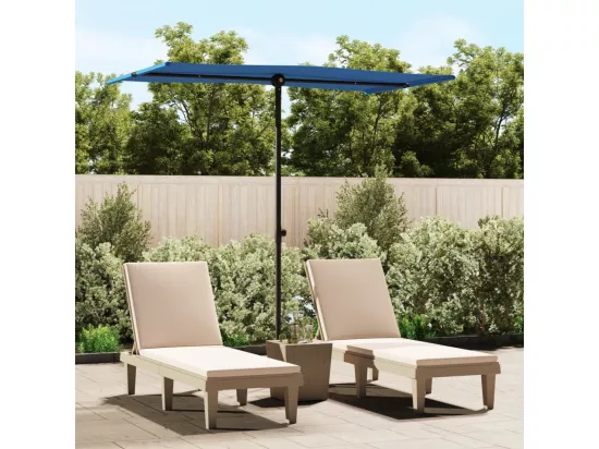 Parasol d'extérieur avec mât en aluminium 180x110 cm Bleu azuré