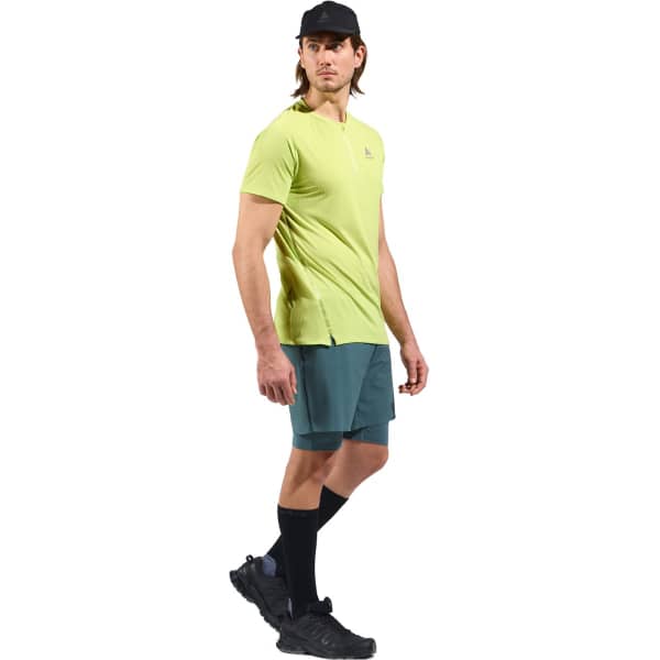 T-shirt running ODLO X-ALP TRAIL CREW NECK S/S 1/2 ZIP SHARP GREEN