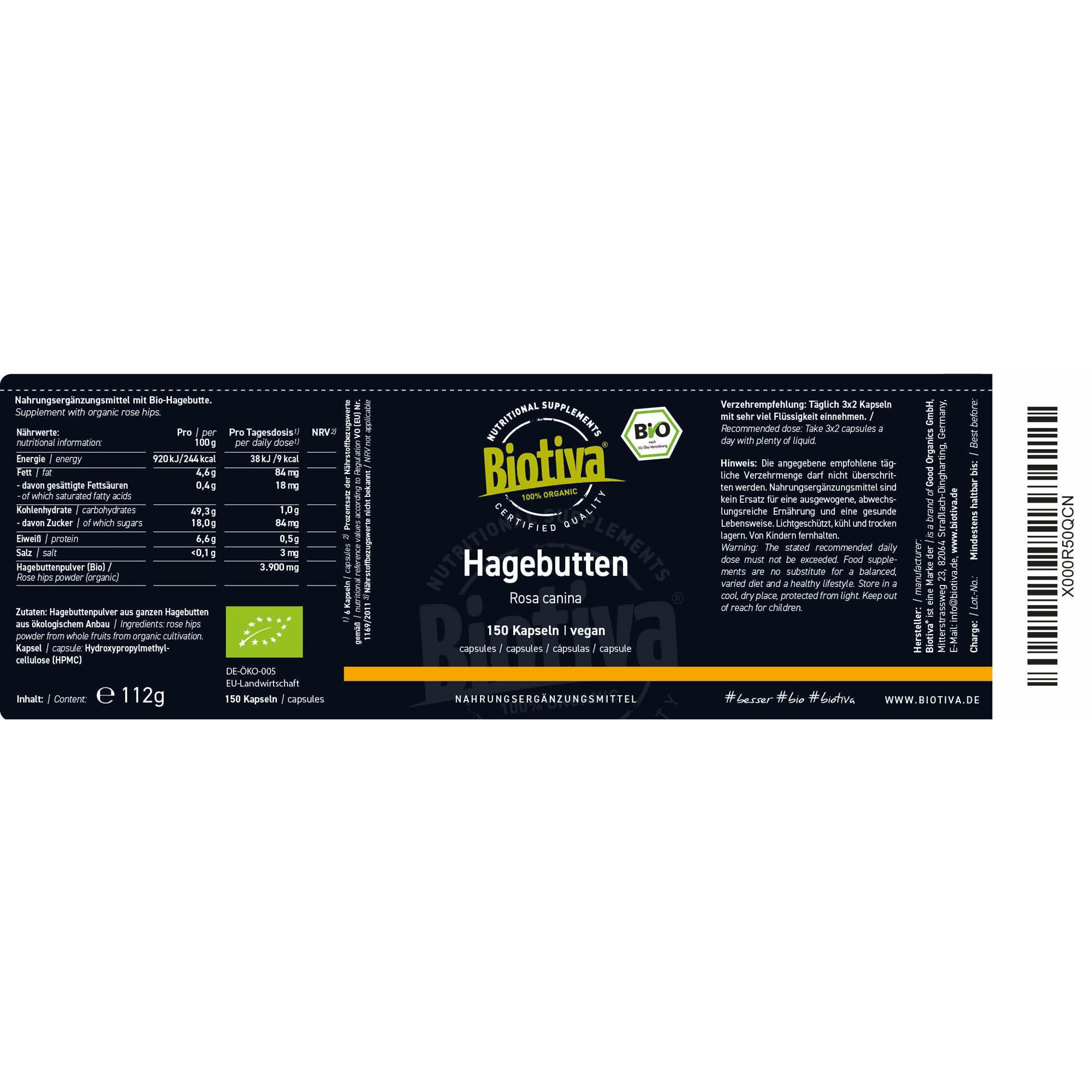 Biotiva Hagebutten Kapseln Bio