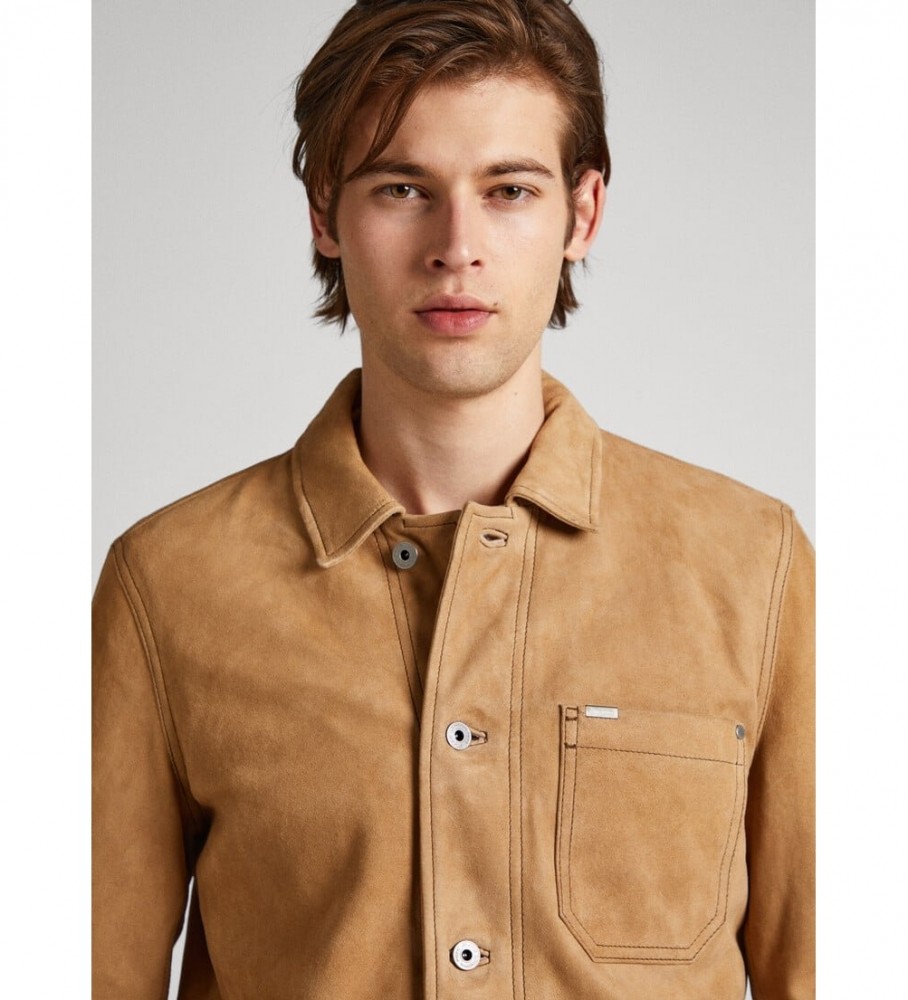 Jaqueta de couro marrom Pepe Jeans Barret