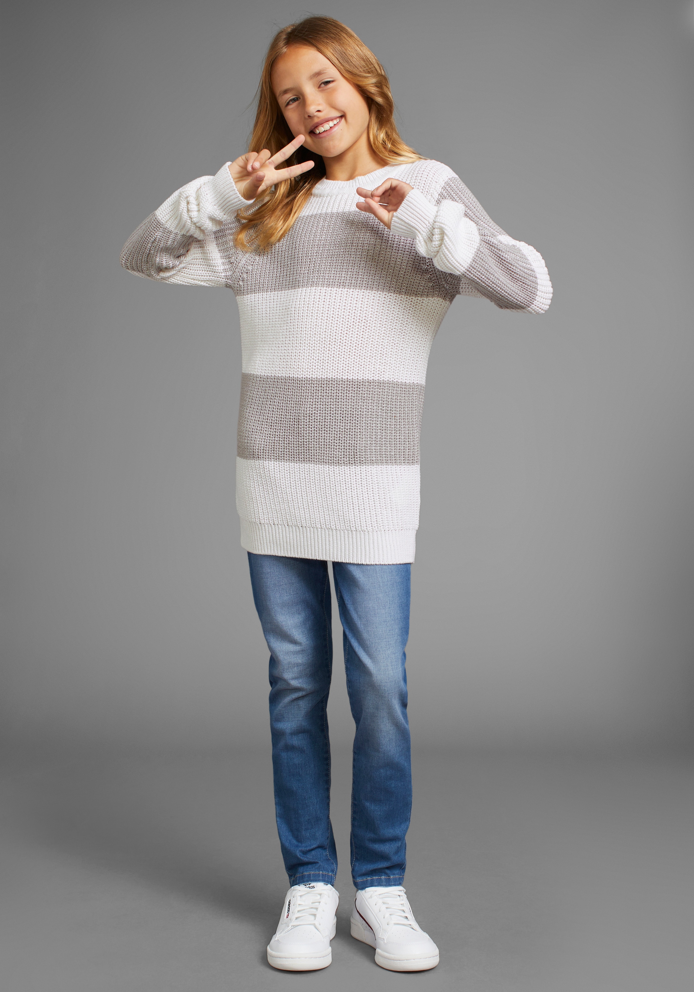 KIDSWORLD Strickpullover »Streifenpullover mit breitem Muster«, , modisches Streifendesign für Mädchen