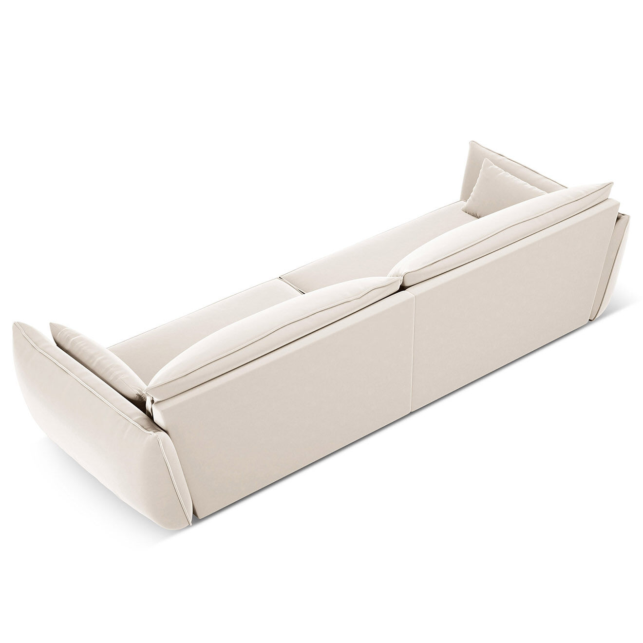 Mazzini Sofas Canapé Velours Vanda 4 Places beige clair - 248x100x85 cm