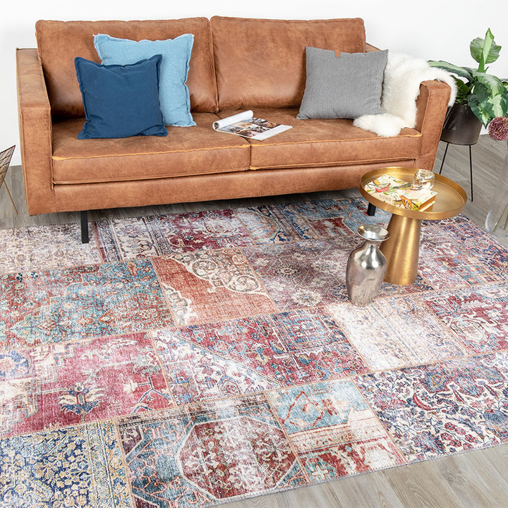 Patchwork vloerkleed - Azara Rood | Kleurrijke klassieker
