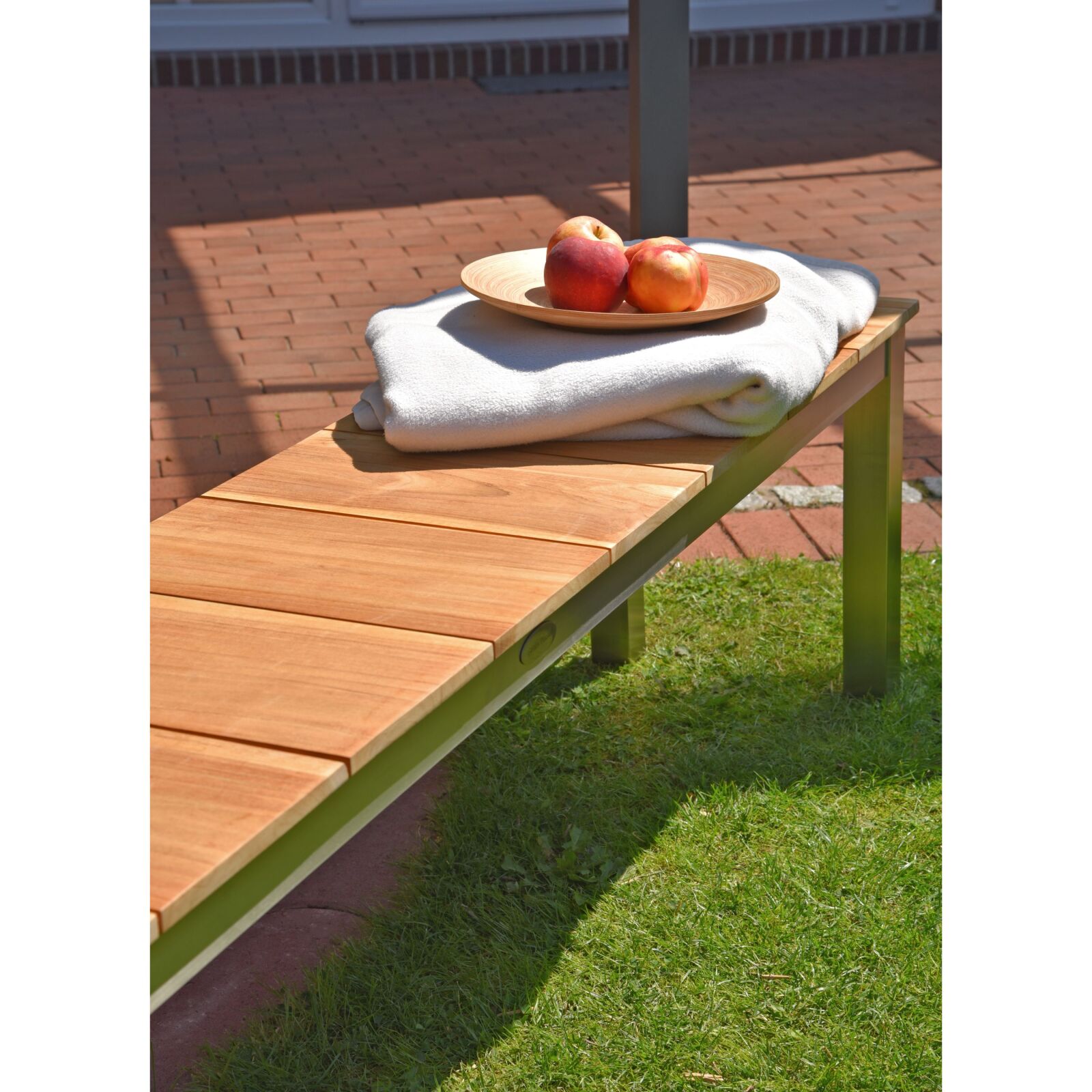 3-Sitzer Gartenbank DALLAS - Teak massiv - Edelstahl - 180 cm