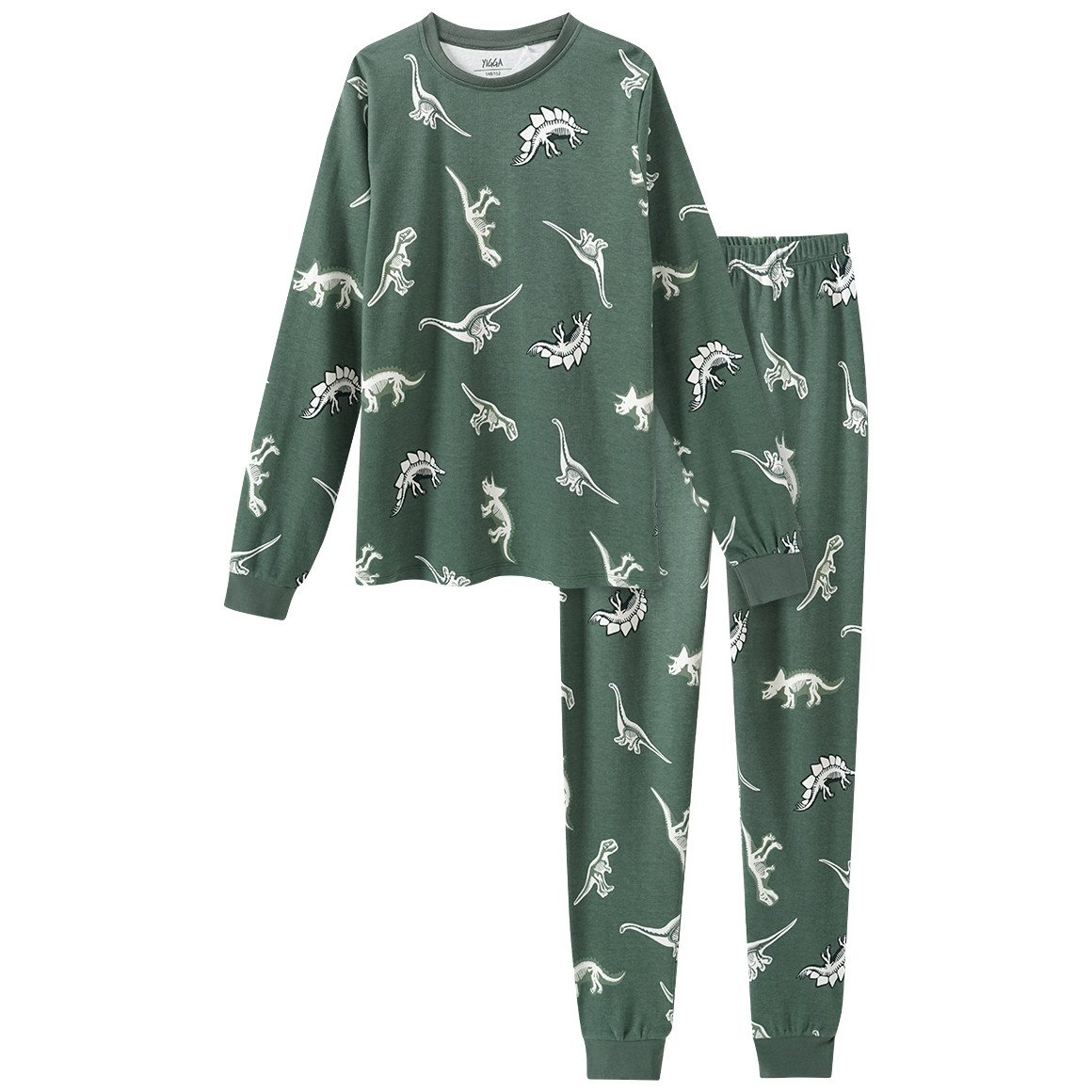 Yigga Jungen Schlafanzug mit leuchtendem Print dunkelgrün