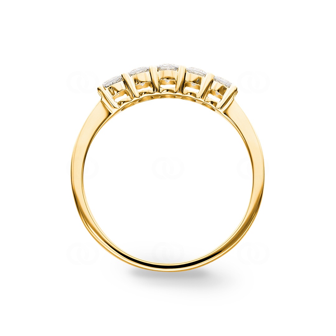 0.49 Karat Five Stone Diamantring 750/18 K Gelbgold