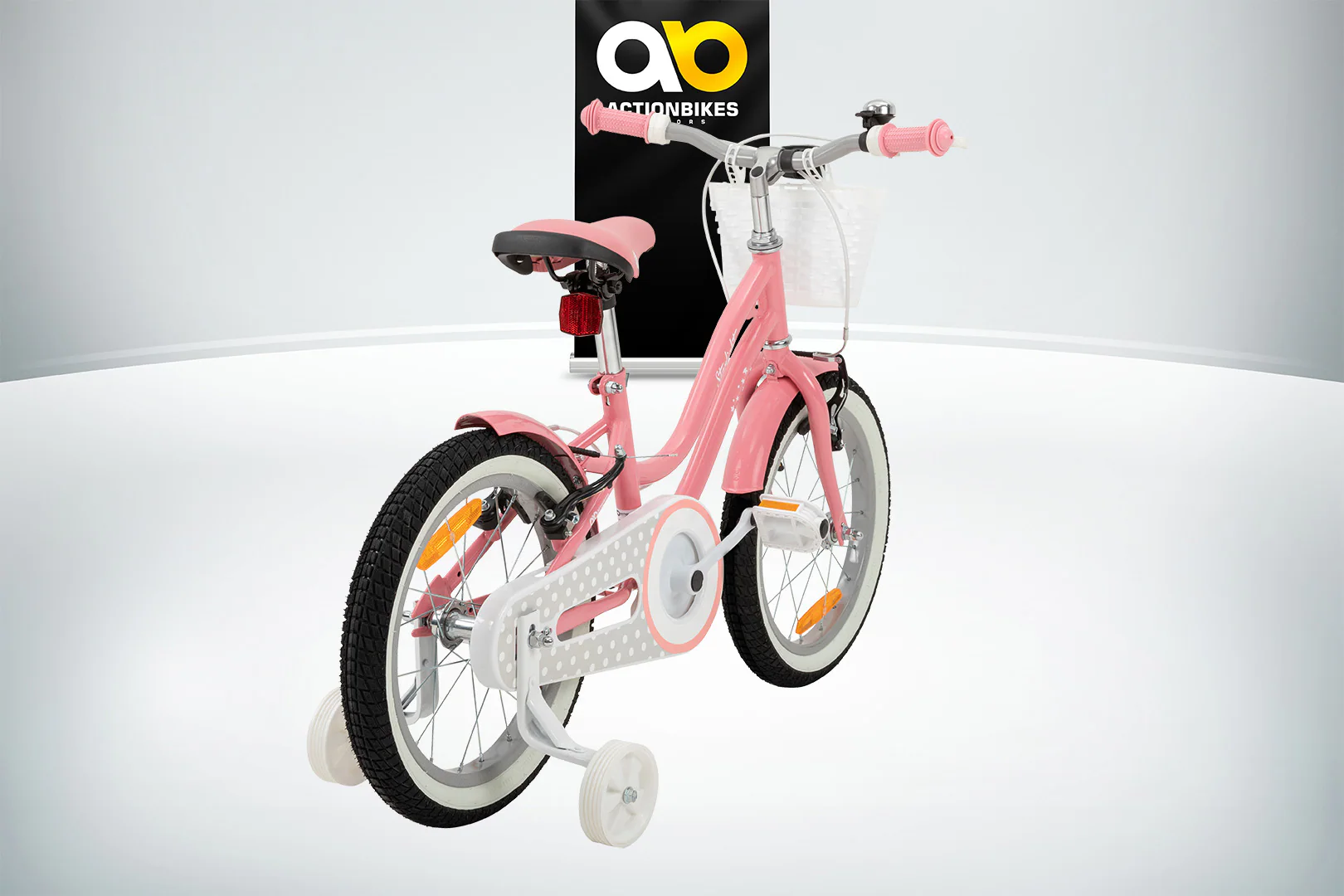 Actionbikes Kinderfahrrad Starlight 16 Zoll, Rosa, Stützräder, Fahrradkorb, Klingel, Kettenschutz (Classic)