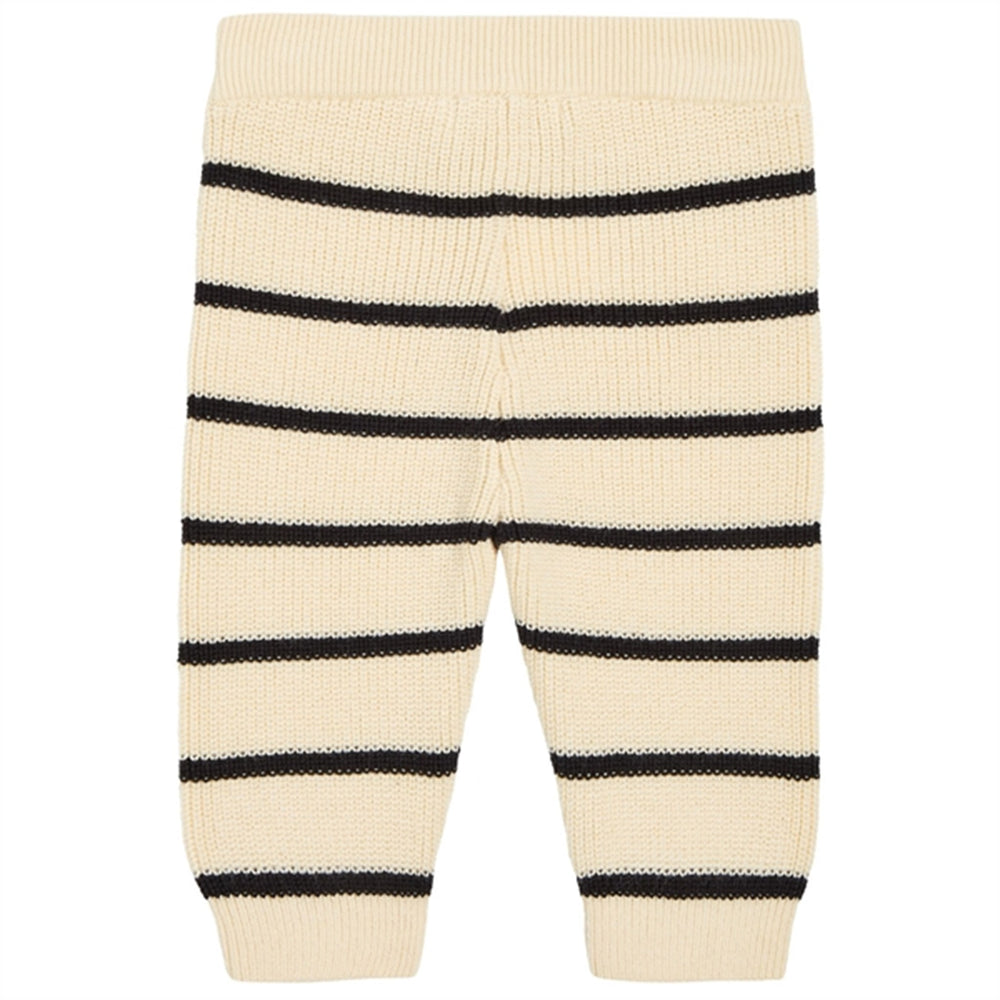Striped Cardigan Strik Sæt Black/ Vanilla Stripe