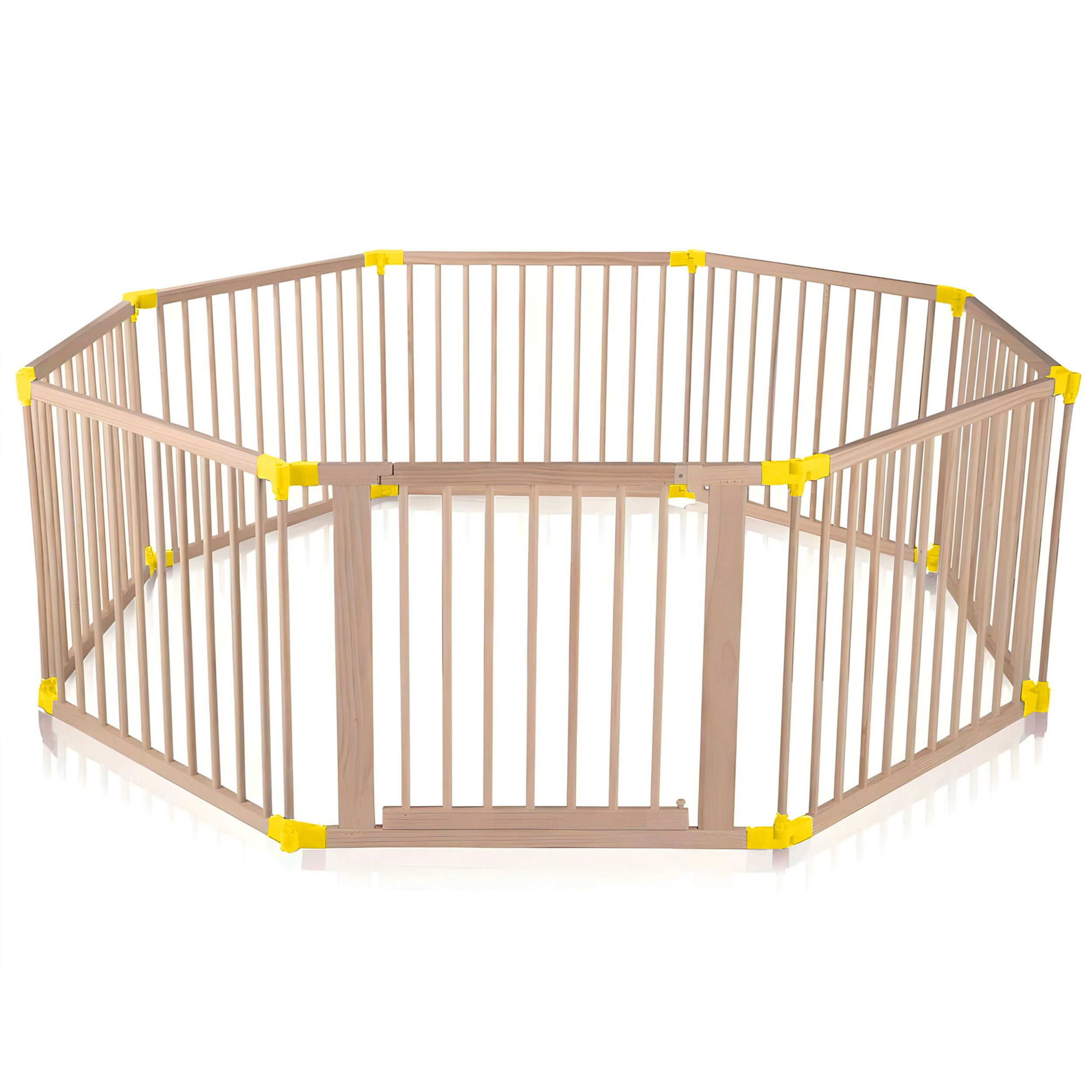 Baby Vivo Laufgitter aus Holz 8 Elemente - individuell verstellbar - PREMIUM in Gelb
