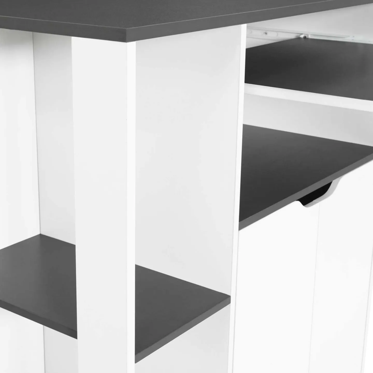 Desserte de cuisine COSI bois blanc et plateau gris L.76 CM
