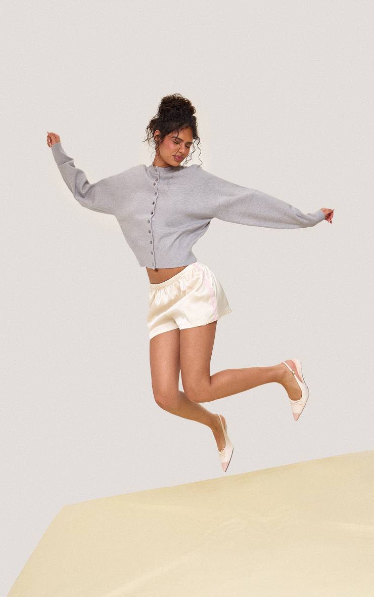 Butter Cream Short En Satin À Bandes Contrastées