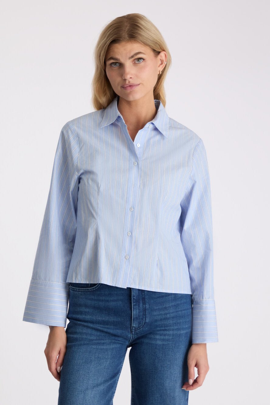 Neo Noir  Rosa Stripe skjorte - Light Blue