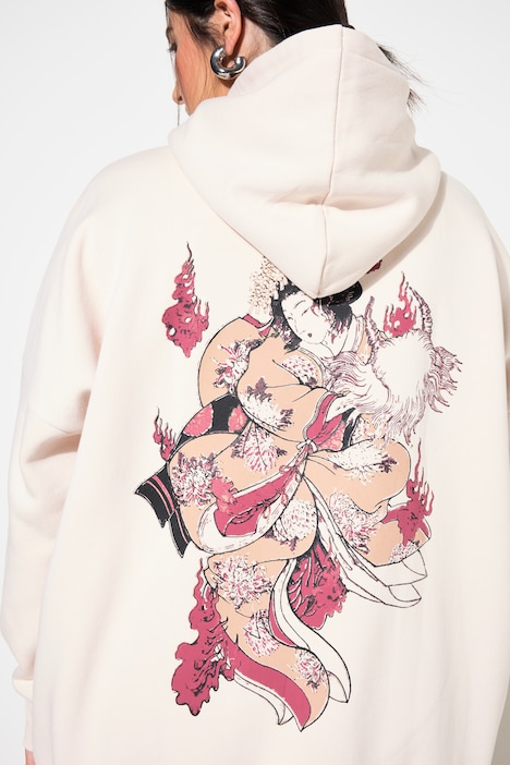 Hoodie, oversized, Asia-Rückenprint, Kapuze