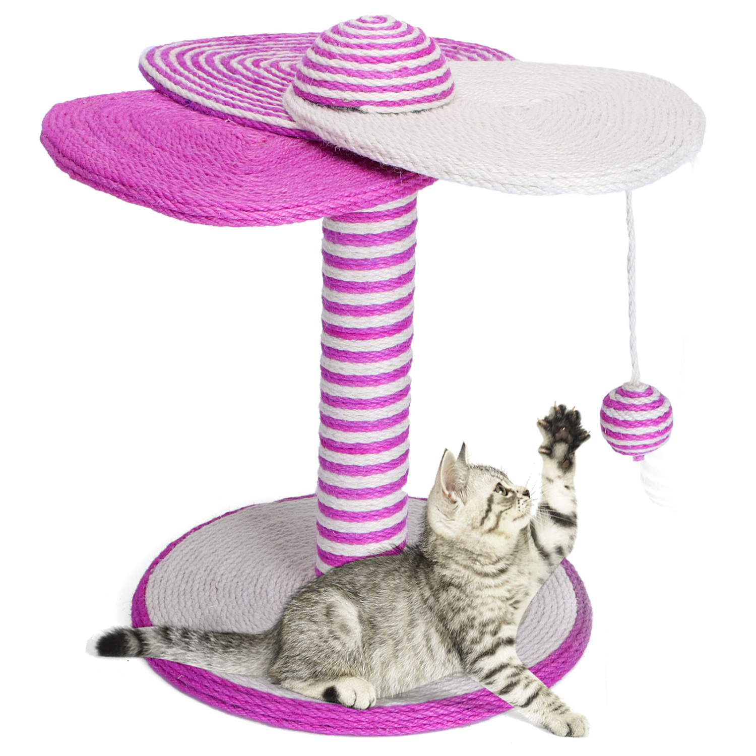 Nobleza - Arranhador para Gatos, Tipo Coluna com Bolas, C29*L29*A38CM (Rosa)