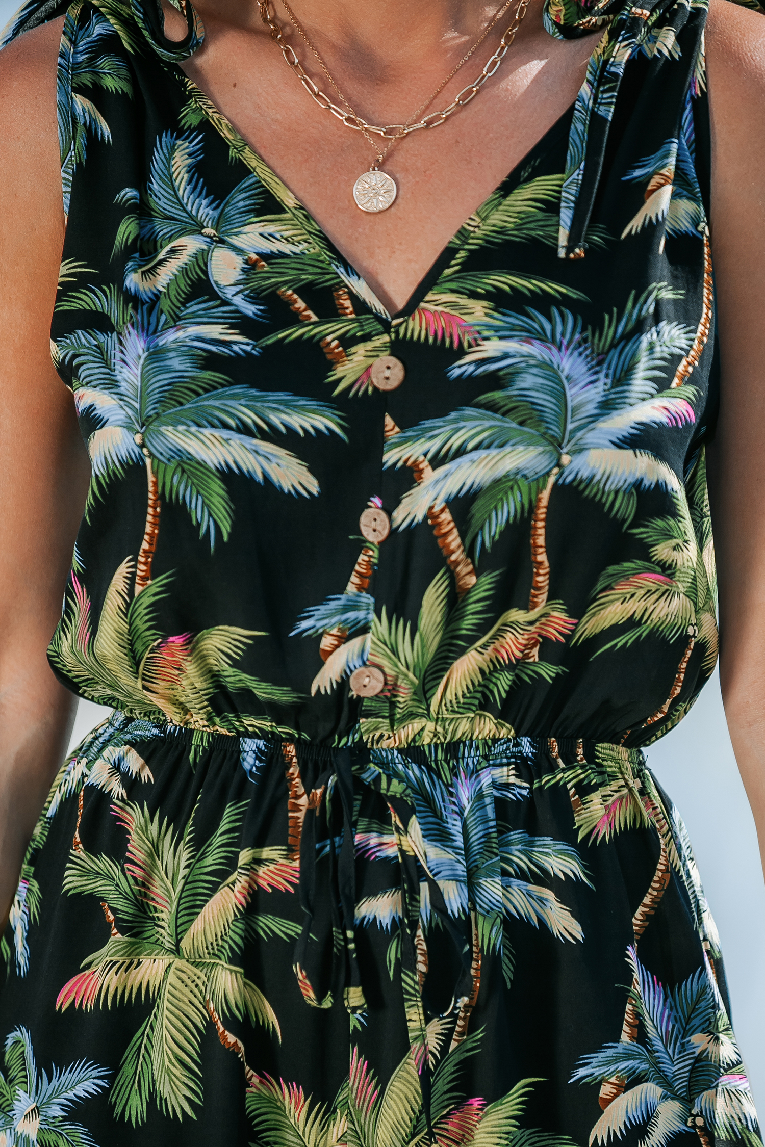 Combishort tropicale avec nœud sur le devant