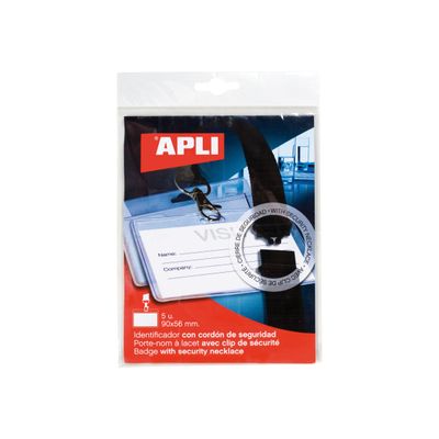 Apli Agipa - 5 Portes-badge de nom - pour 90 x 56 mm - lacet