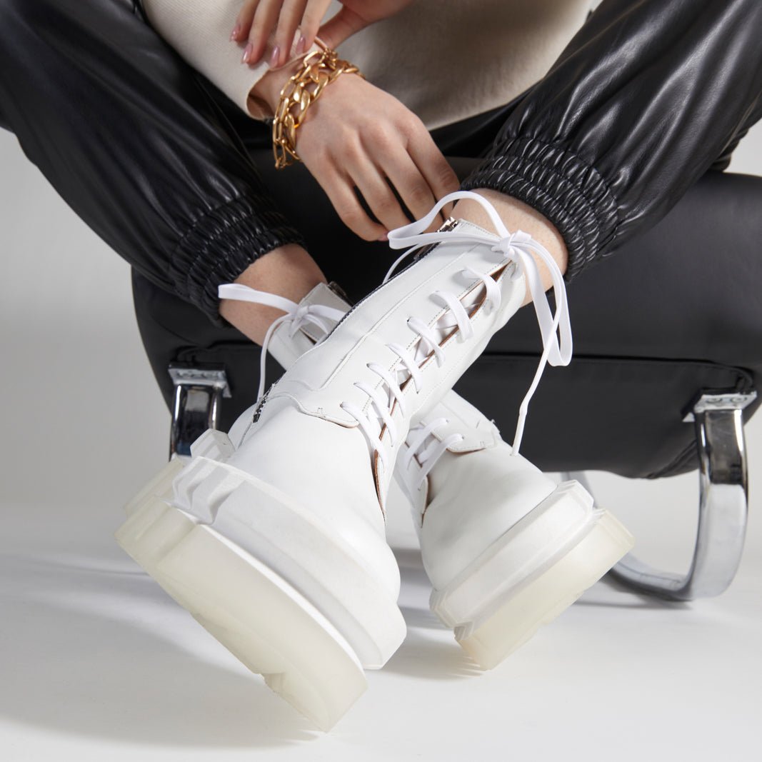 ANKLE BOOTS - GOTTY ankle boots, calfskin white || OUTLET