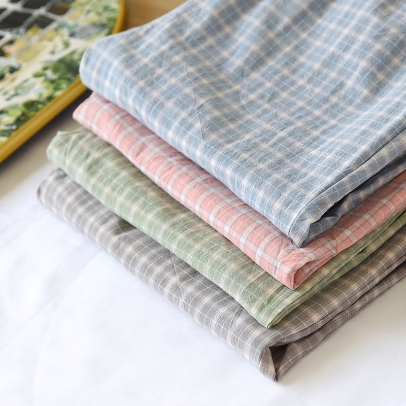 MelMount - Koppel bijpassende pyjamabroek met trekkoord in de taille, geruit en rechte pijpen (verschillende ontwerpen)