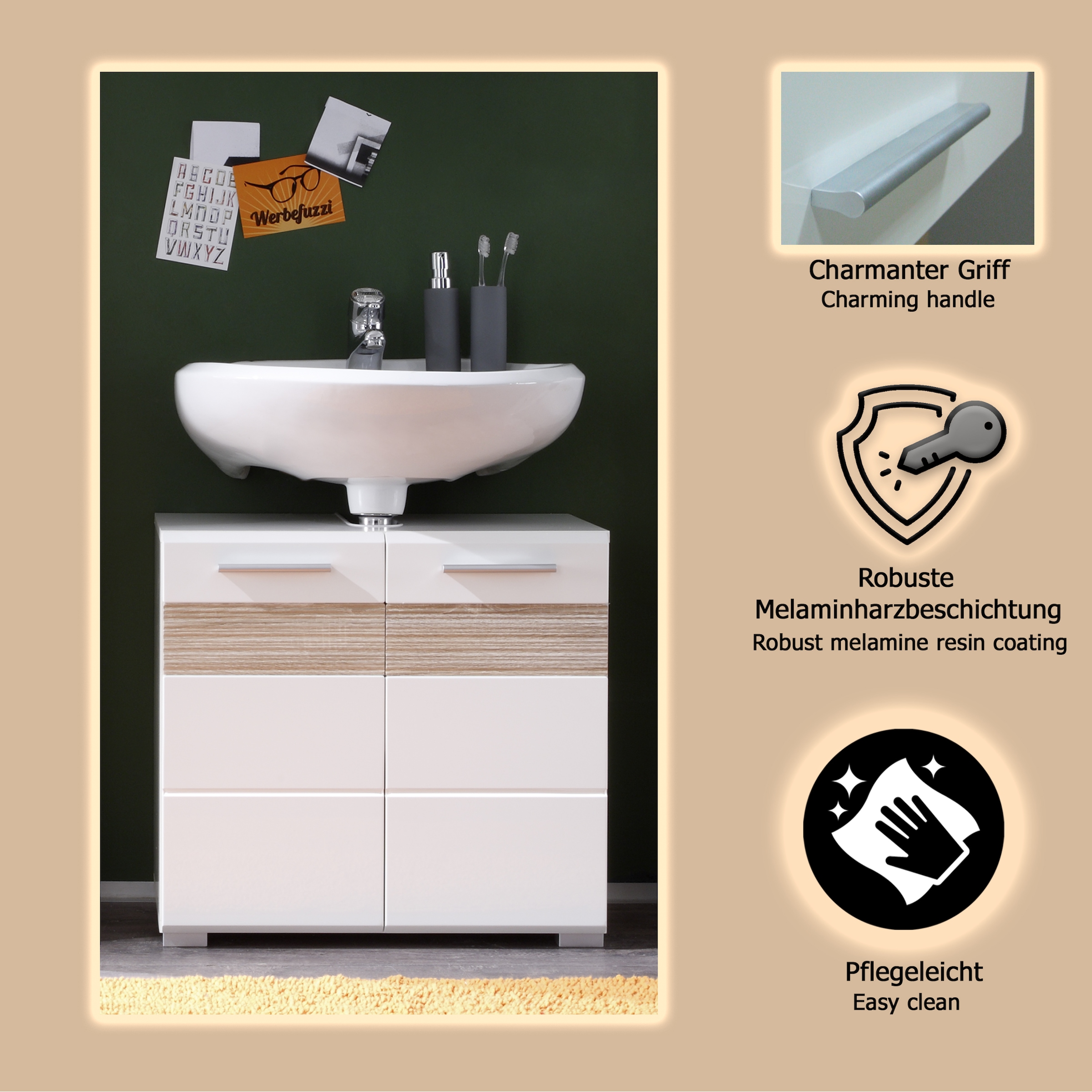 welltime Waschbeckenunterschrank »Marbella« Waschbeckenunterschrank zur Wandmontage - (B/T/H) 60/34/56 cm