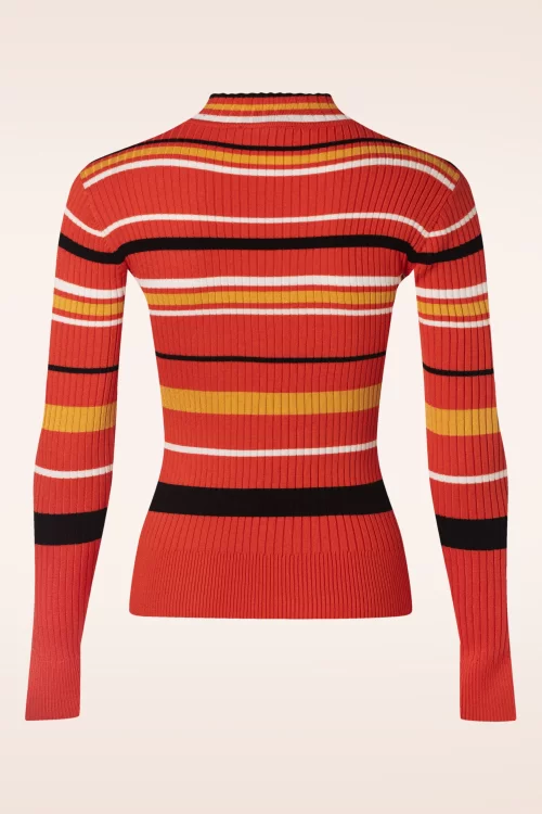 Vixen High neck striped sweater in oranje