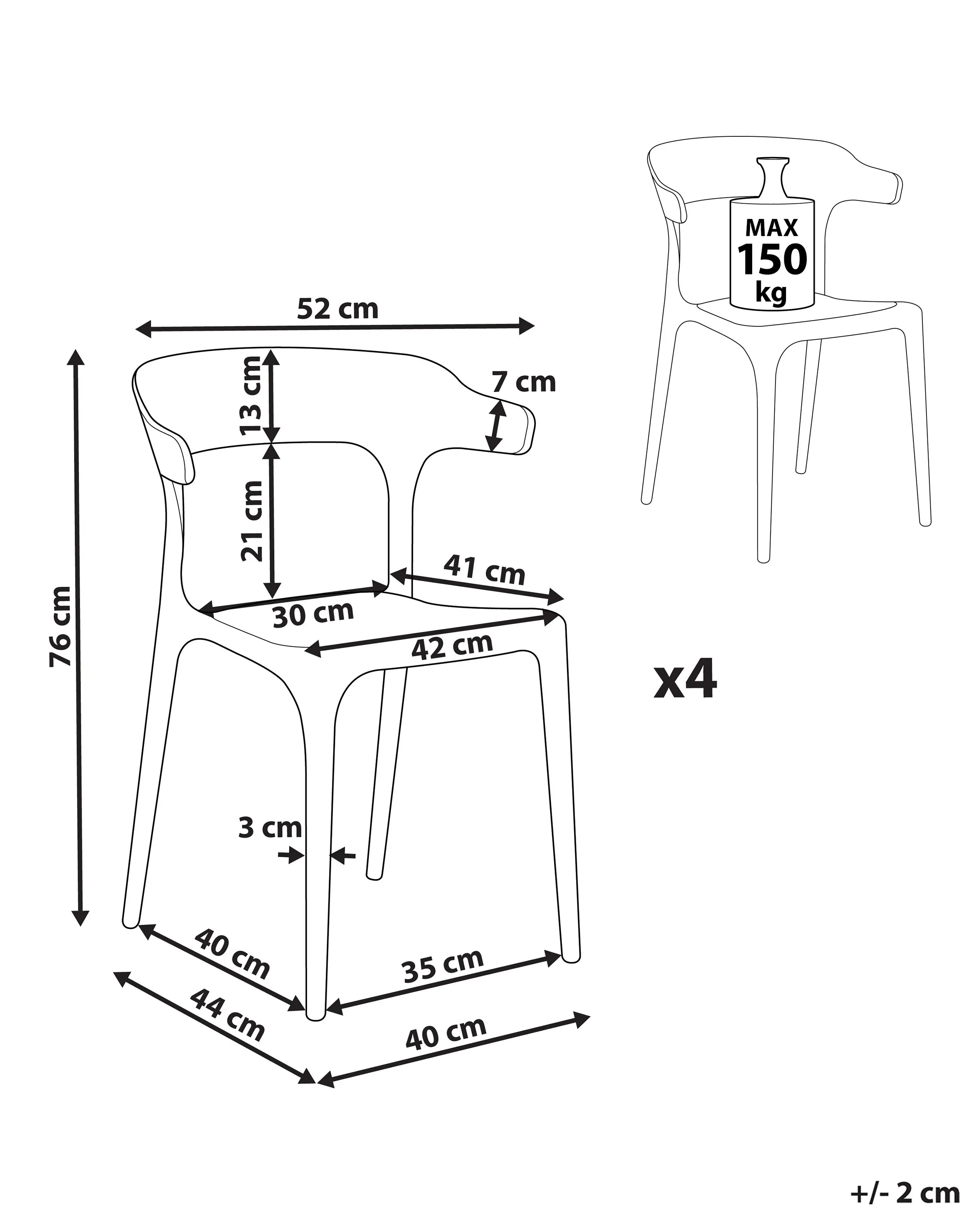 Set van 4 tuinstoelen GUBBIO Grijs