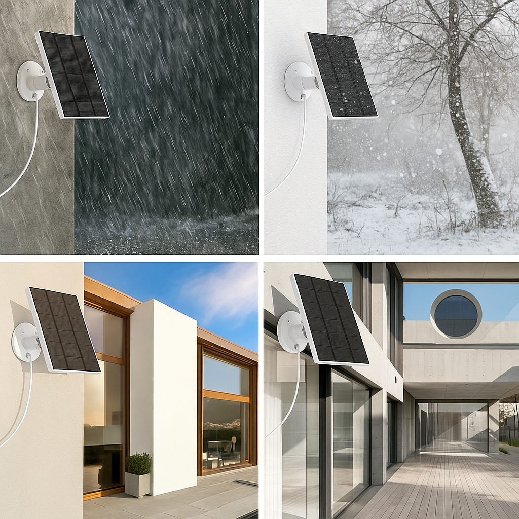 (5W) Solar Panel Sonnenkollektor mit USB-C Anschluss für Sicherheitskameras   Verstellbarer Halterung - Schwarz