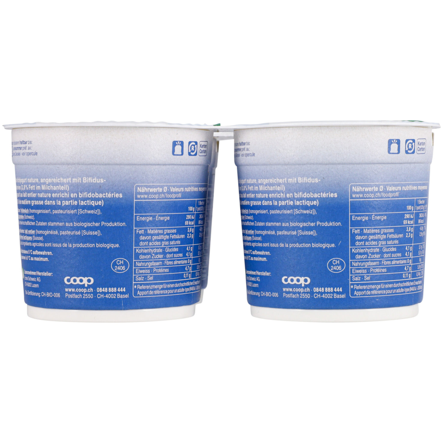 Naturaplan Bio Joghurt 3.8% Bifidus Natur 4x125g -