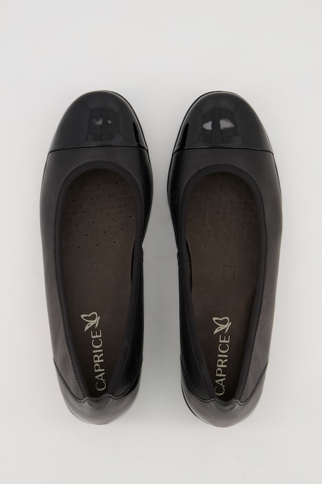 Caprice Leder-Ballerinas, Lackleder-Spitze, Weite H