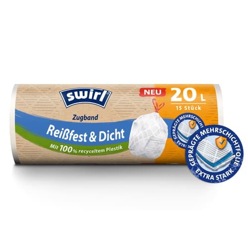 Swirl® 20 l Zugband- Müllbeutel Reißfest & Dicht