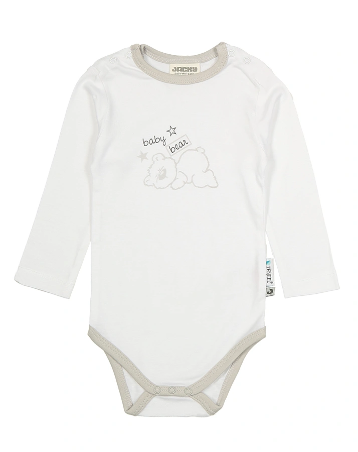 Langarm-Body BABY BEAR 2er-Pack in weiß/grau