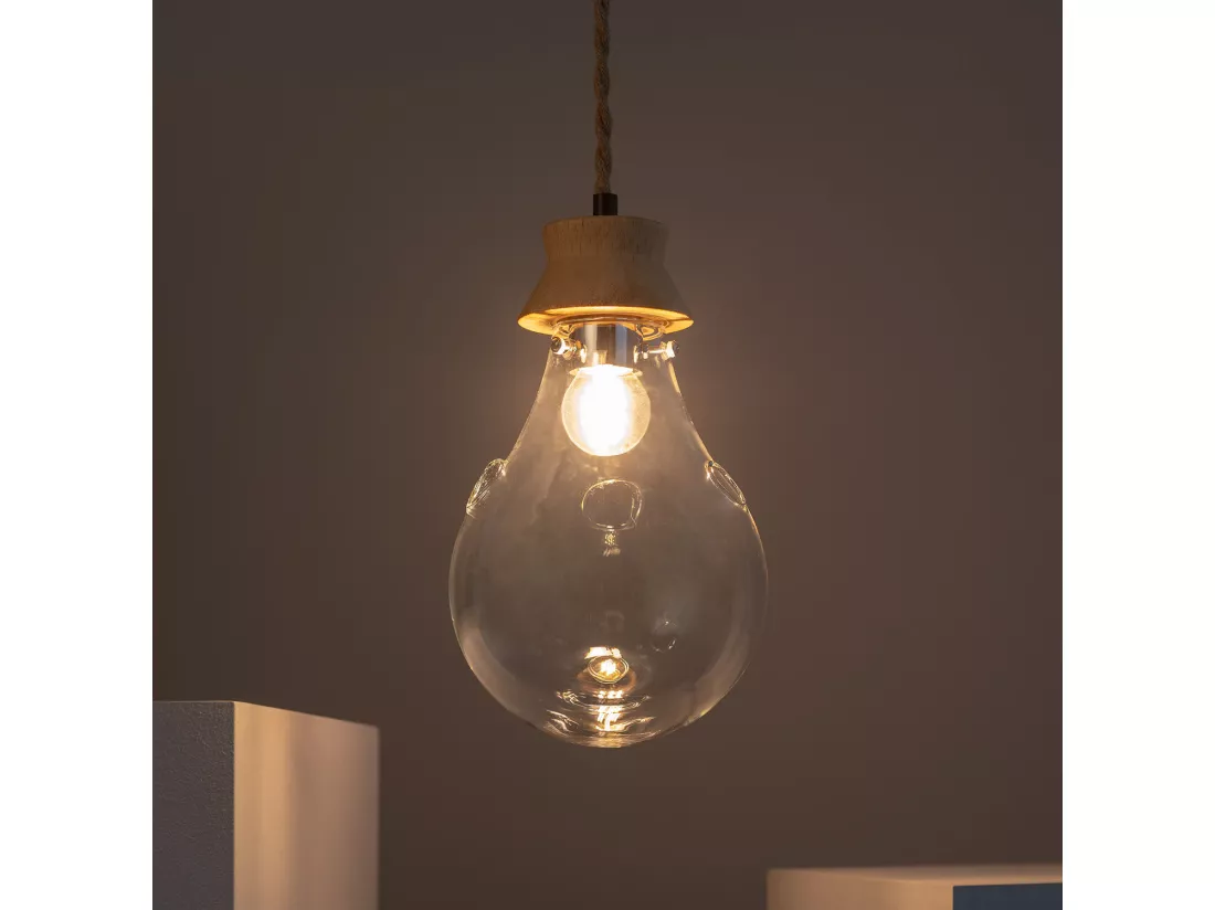 Suspension Bois et Verre Kathu Bumbieris Naturel