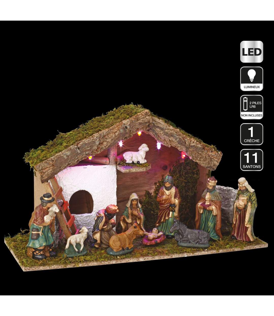 Crèche de Noël à LED - 11 Santons