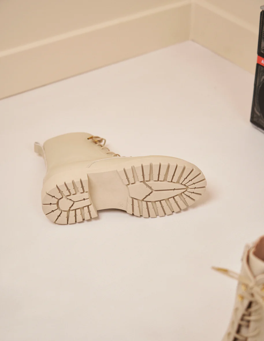 Bottines à lacets Salomé - Cuir crème