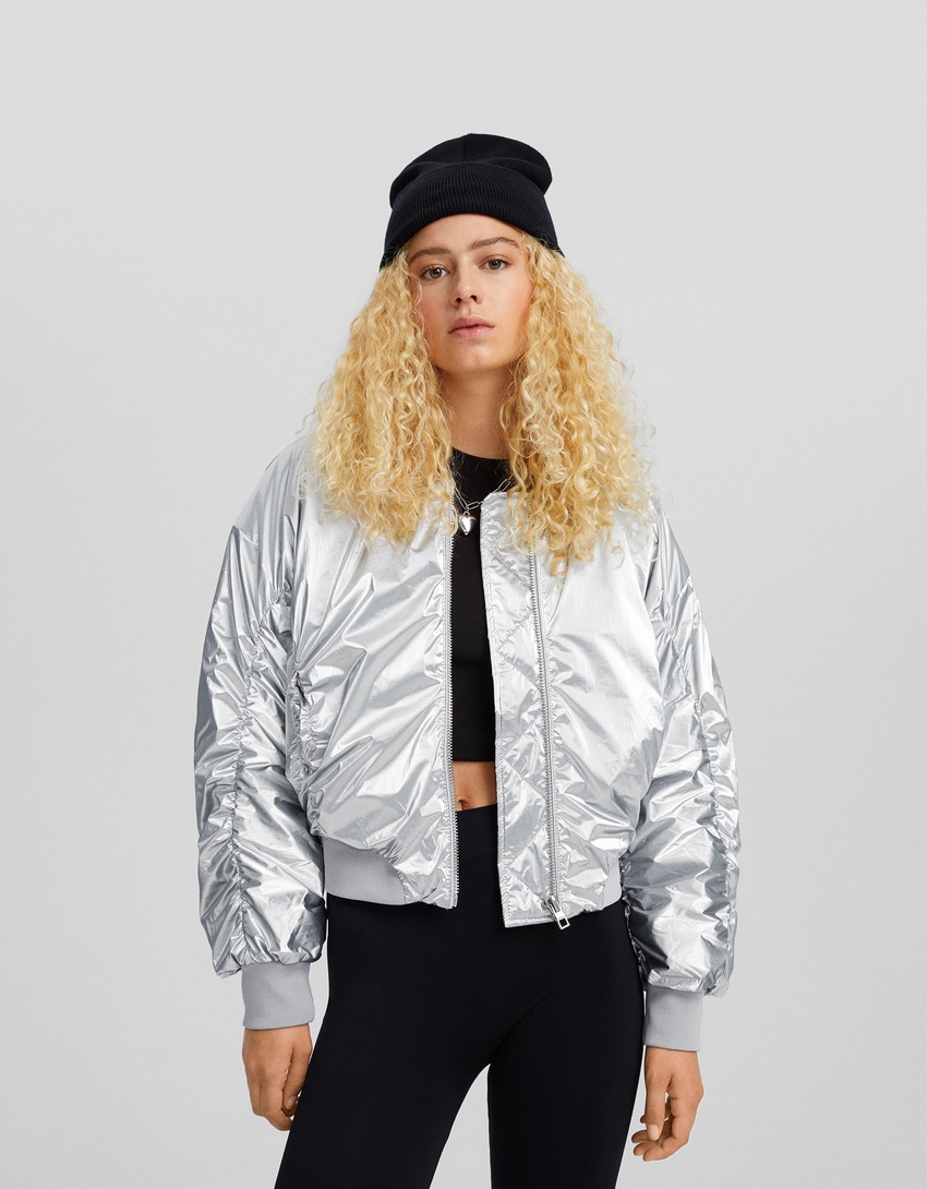Jaqueta bomber metálica
