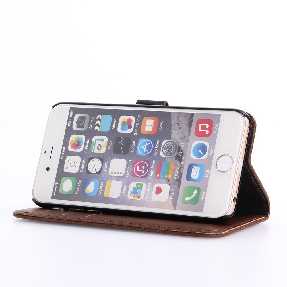 iPhone SE (2022/2020) / 8 / 7 Leder Tasche Flipcover Wallet mit Kartenfächern - Dunkelbraun