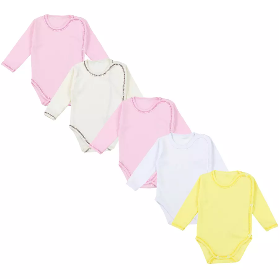 TupTam Unisex Baby Wickelbody Langarm 5er Set rosagelb