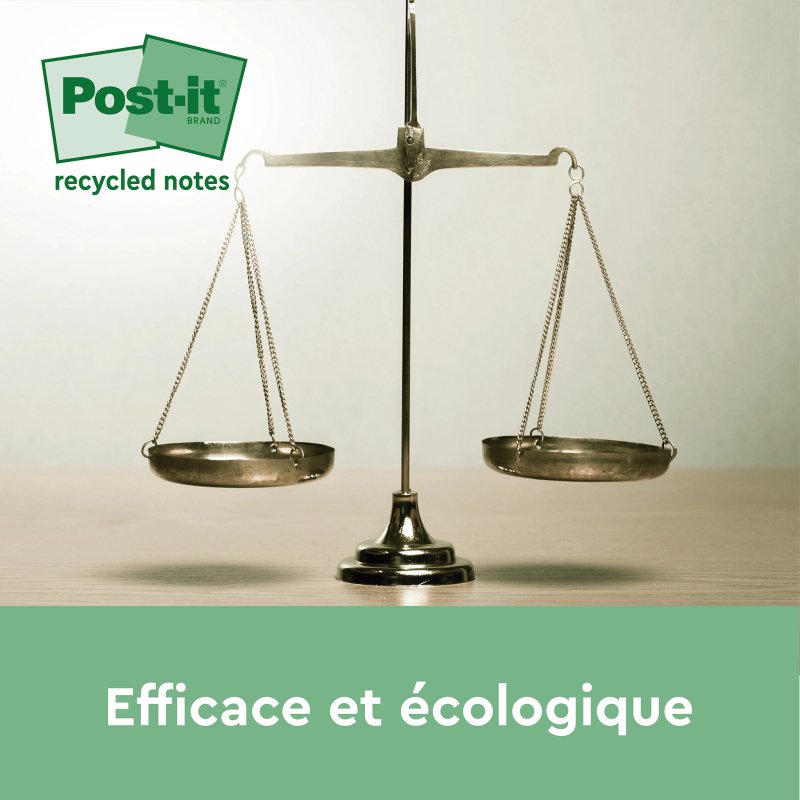 Z-notes repositionnables recyclées couleur nature Post-it 76 x 76 mm - bloc de 100 feuilles