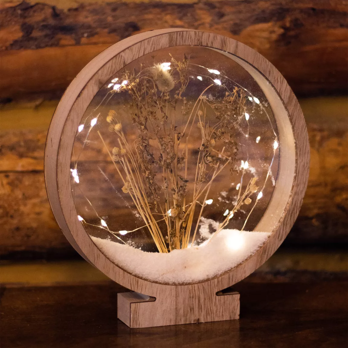 Cercle fleuri lumineux à piles 25 LED (H27,5 cm) Blanc chaud
