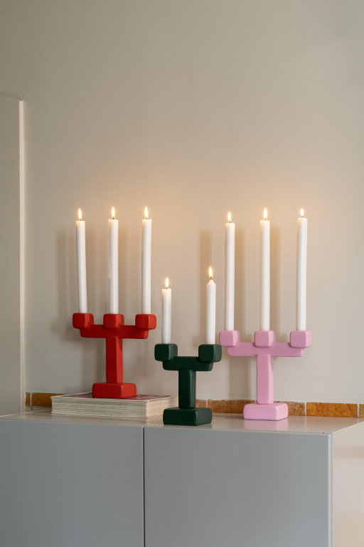 &klevering Chunk kandelaar L roze