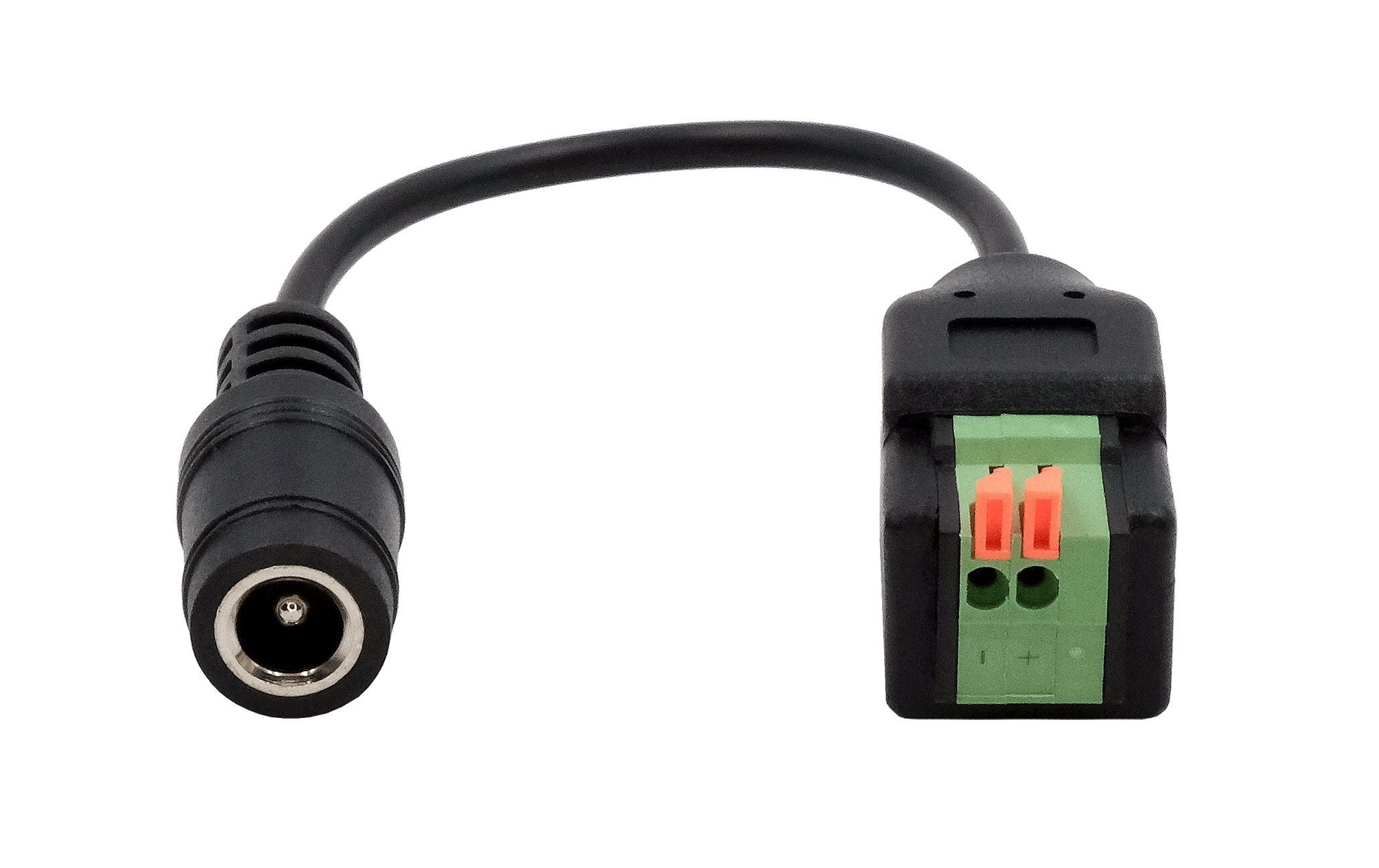 Hohlstecker Adapter DC-Buchse zu Terminal BlockAdapter 5.5 x 2.1 mm zu 2-pin Terminal Block mit Drucktaster