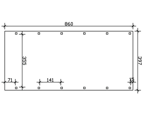 SKAN HOLZ Friesland enkele carport inclusief EPDM dakbedekking en H-paalankers, 397 x 860 cm, geïmpregneerd