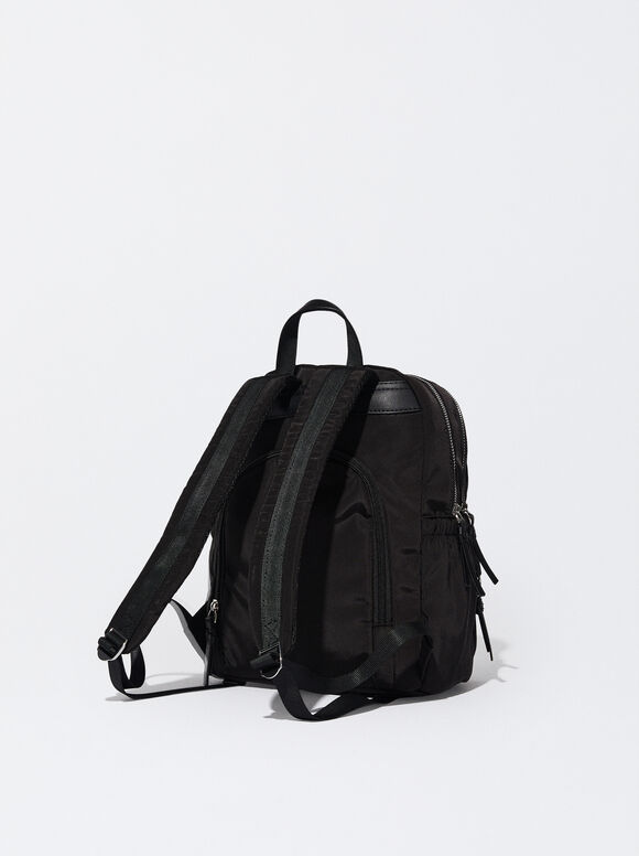 Mochila de nylon com pingente - Preta