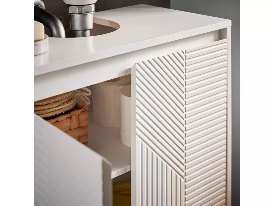 SoBuy BZR157-W Meuble Sous Lavabo, Meuble sous Vasque, Meuble Salle de Bain avec 2 Portes et 2 Étages, Placard de Rangement Salle de Bain, L60 x P30 x H61 cm, Blanc