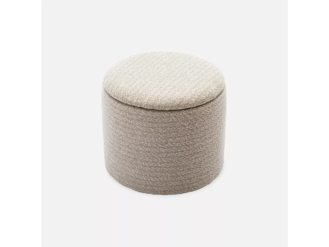 Pouf blanc en tissu avec rangement pour coussins ou plaids